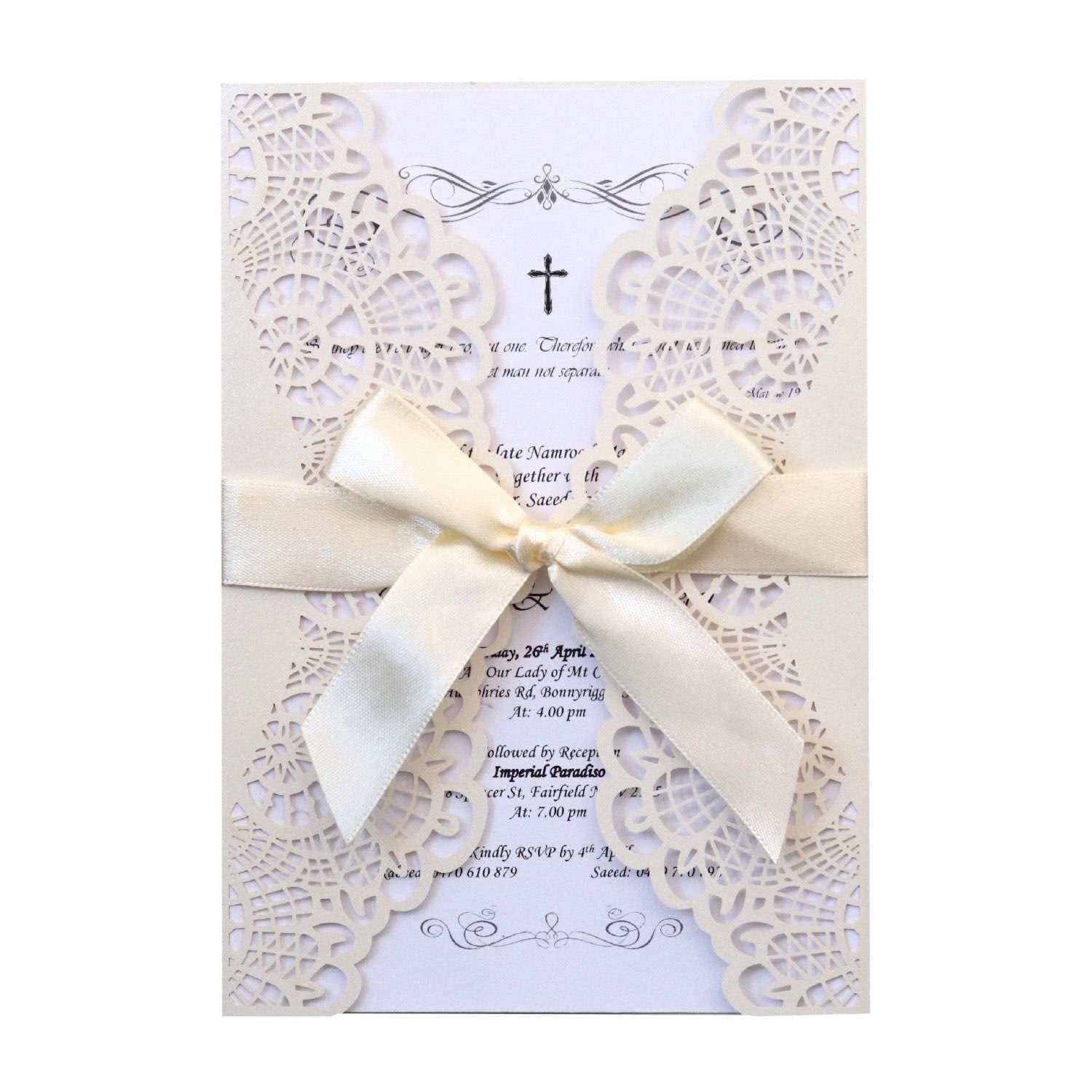 Wedding Invitation Rectangle Laser Cut Paper Beautiful Lace Card